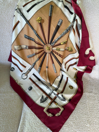 Hermès vintage "Cannes et Pommeaux" silk twill scarf