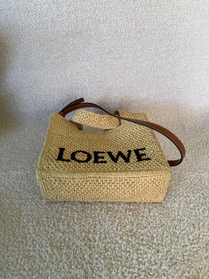 LOEWE mini Font tote in raffia