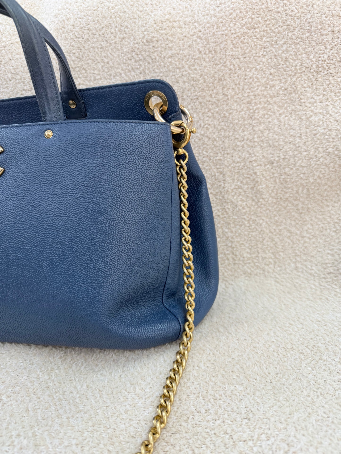 Chanel Calf Skin Blue Tote Bag
