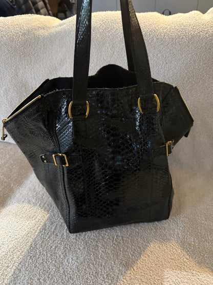 Saint Laurent Black textured Saint Rive Gauche tote bag