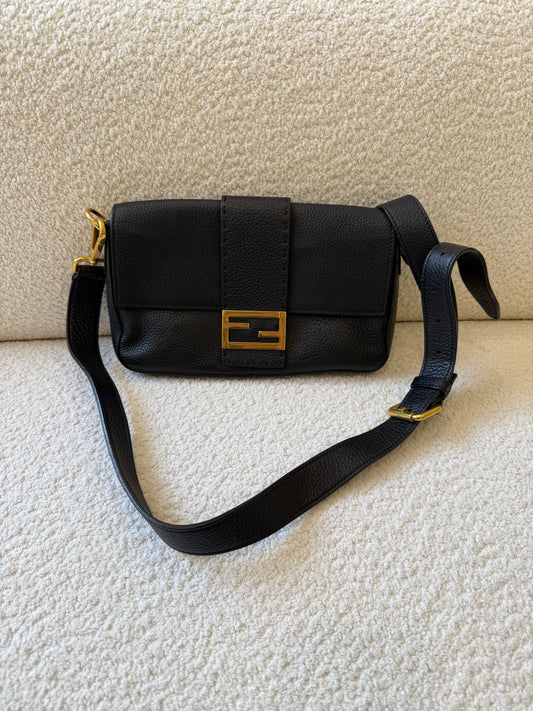 Fendi Baguette black leather bag