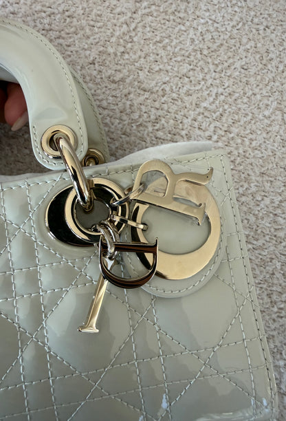 DIOR Small Lady D-Joy Bag in Latte Patent Cannage Calfskin