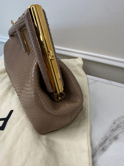 Fendi taupe python small clutch bag