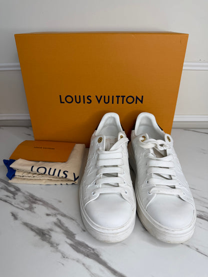White Monogram Embossed Time Out Sneakers