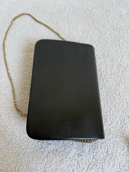 Christian Dior vintage black leather flap chain bag