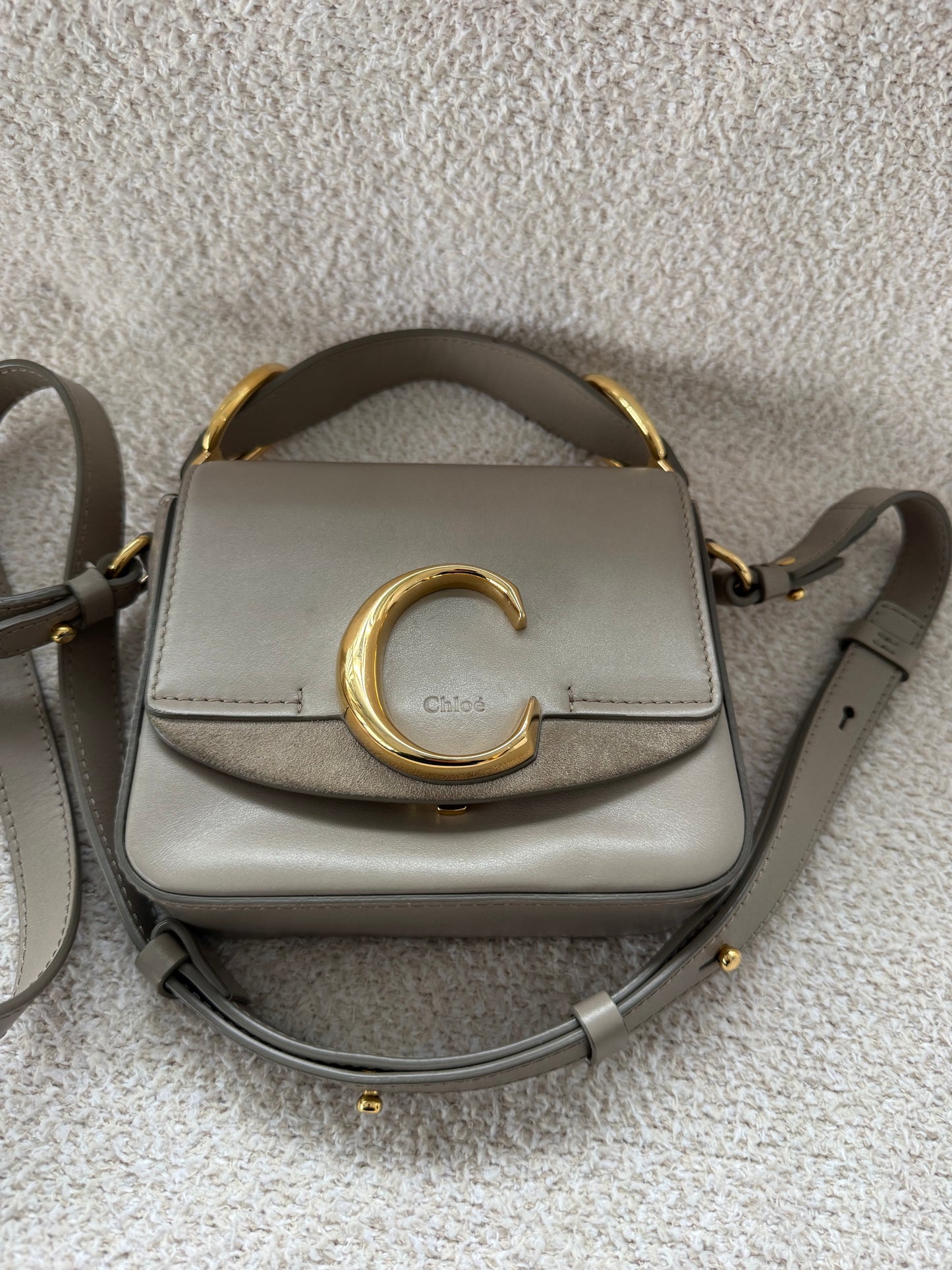 Chloe Mini C top handle bag with shoulder strap