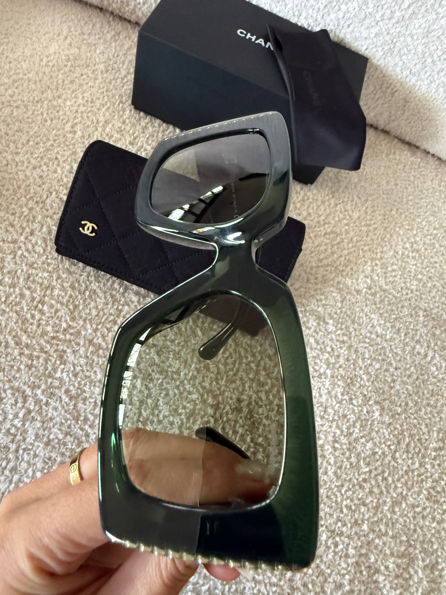 Chanel green oversized sunglasses
