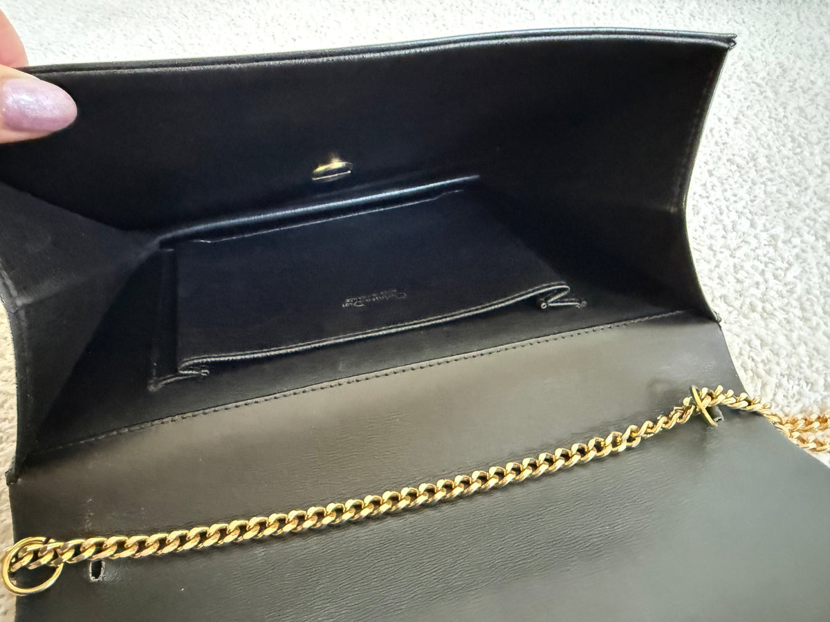 Christian Dior vintage black leather flap chain bag
