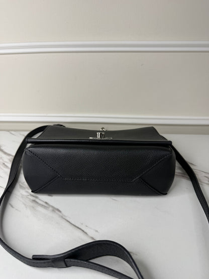 Louis Vuitton Lockme II BB bag in black grained calfskin leather with silver-tone hardware