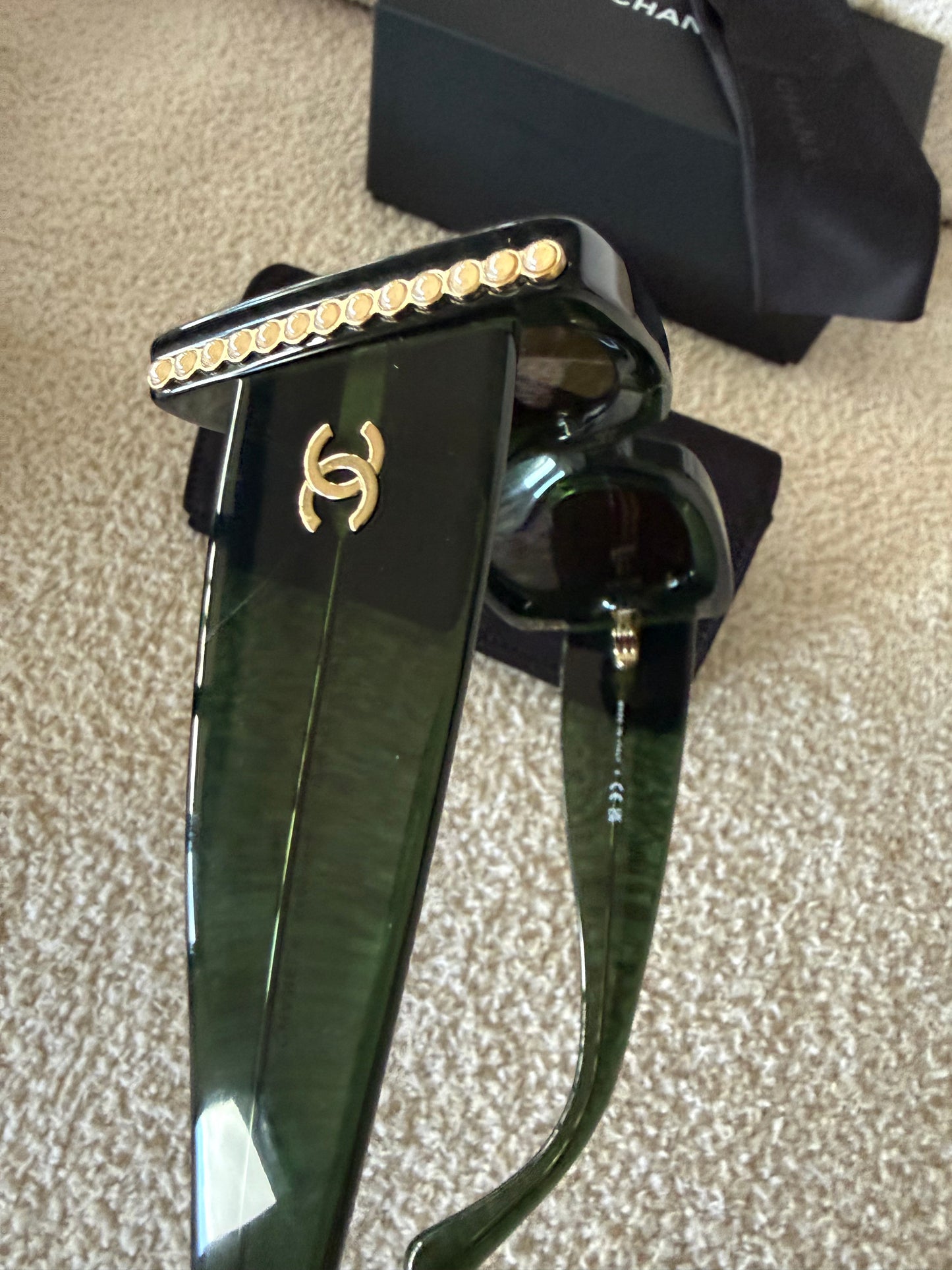 Chanel green oversized sunglasses