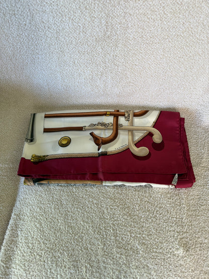Hermès vintage "Cannes et Pommeaux" silk twill scarf