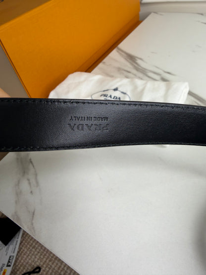 Prada Saffiano Leather Belt with Triangle Logo