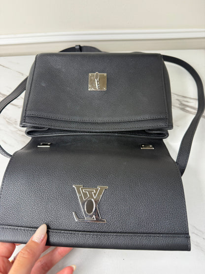 Louis Vuitton Lockme II BB bag in black grained calfskin leather with silver-tone hardware