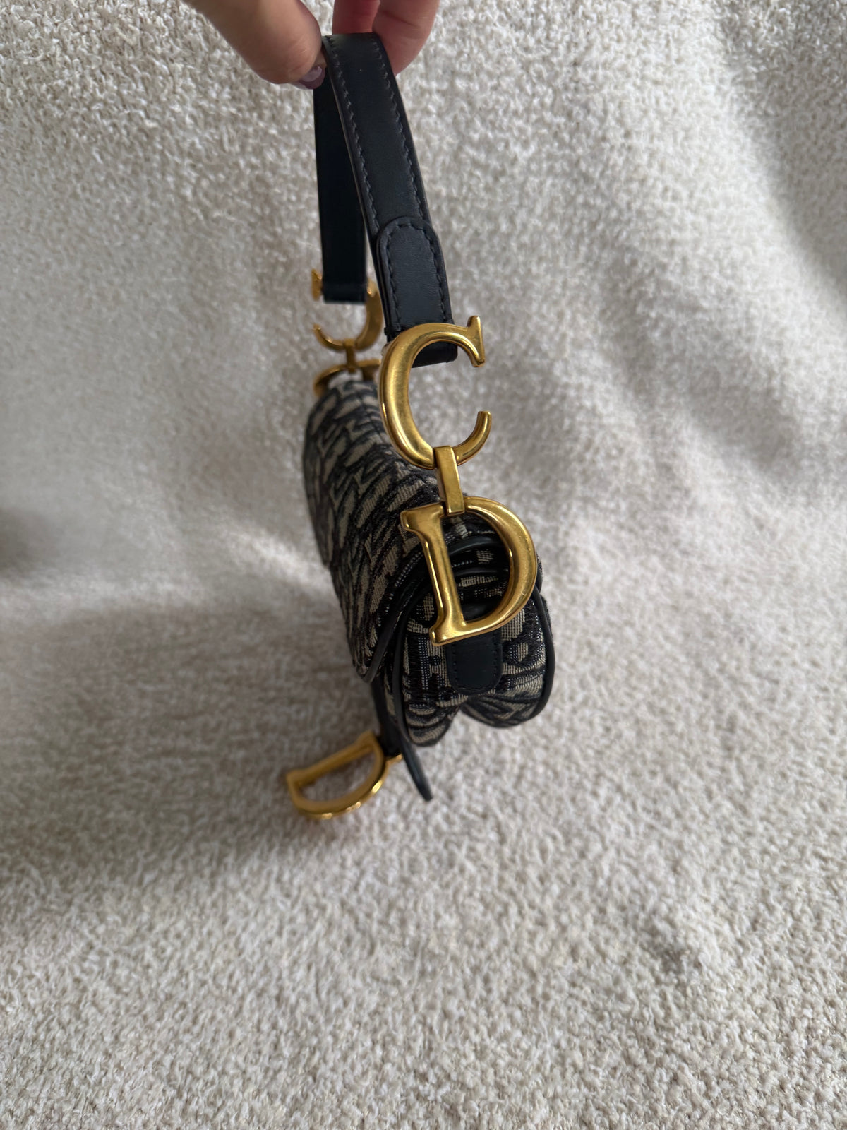 Dior Blue Oblique jacquard canvas Dior mini saddle bag