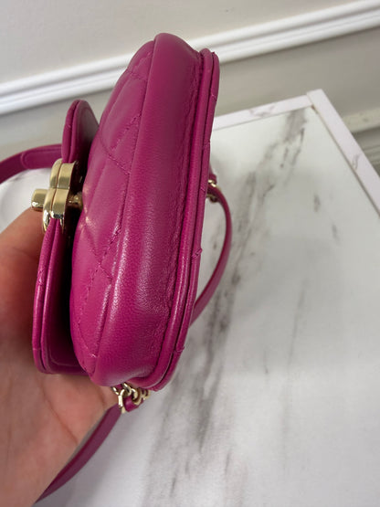 Chanel Magenta Quilted Lambskin and Tweed Mini Waist Bag and Coin Purse Set