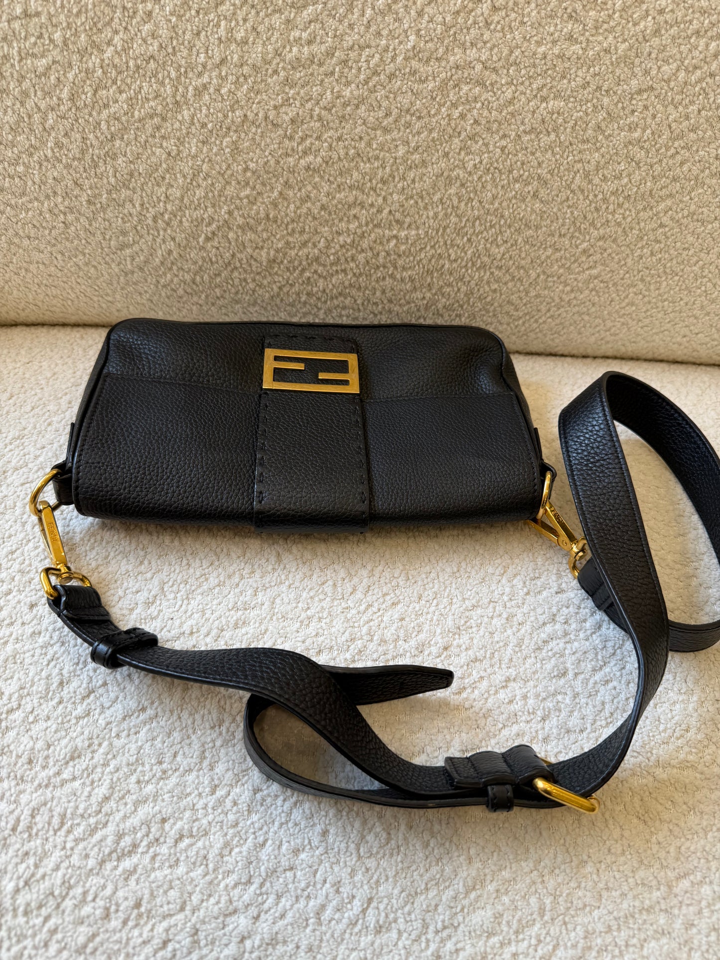 Fendi Baguette black leather bag
