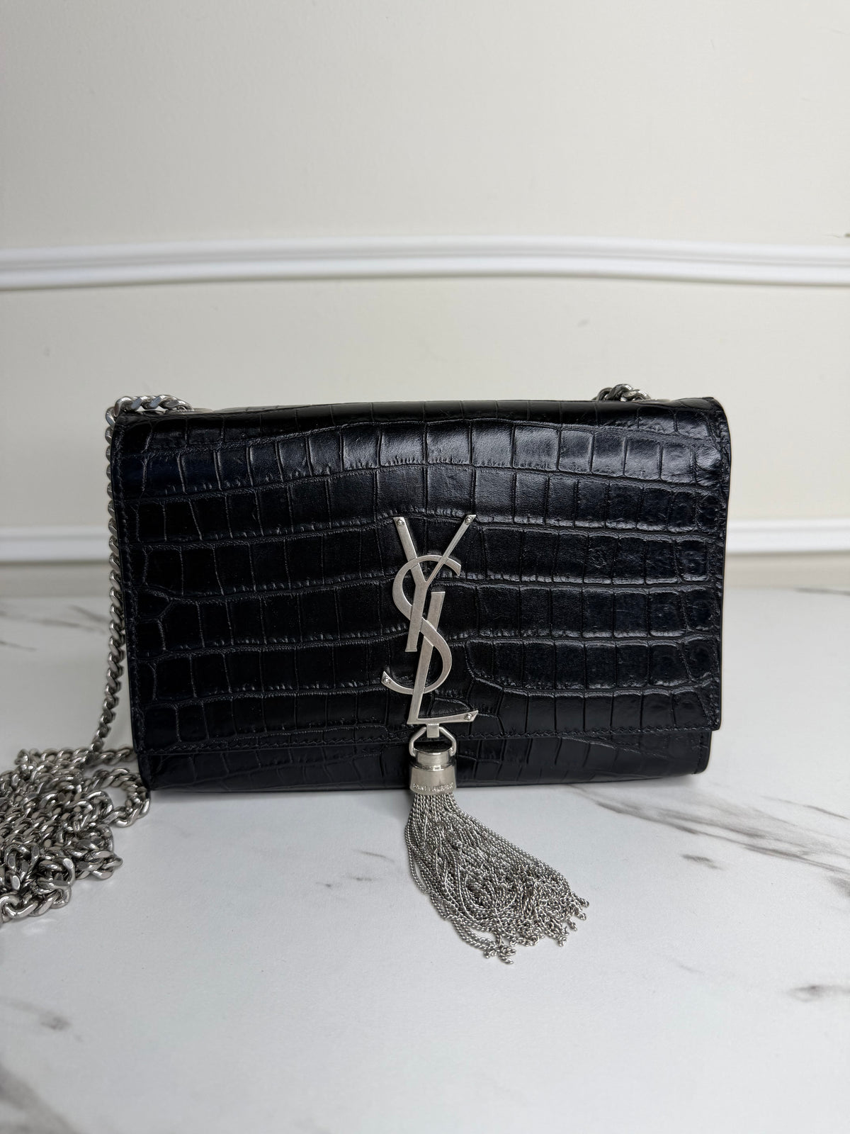 Saint Laurent Croc Kate tassel bag,