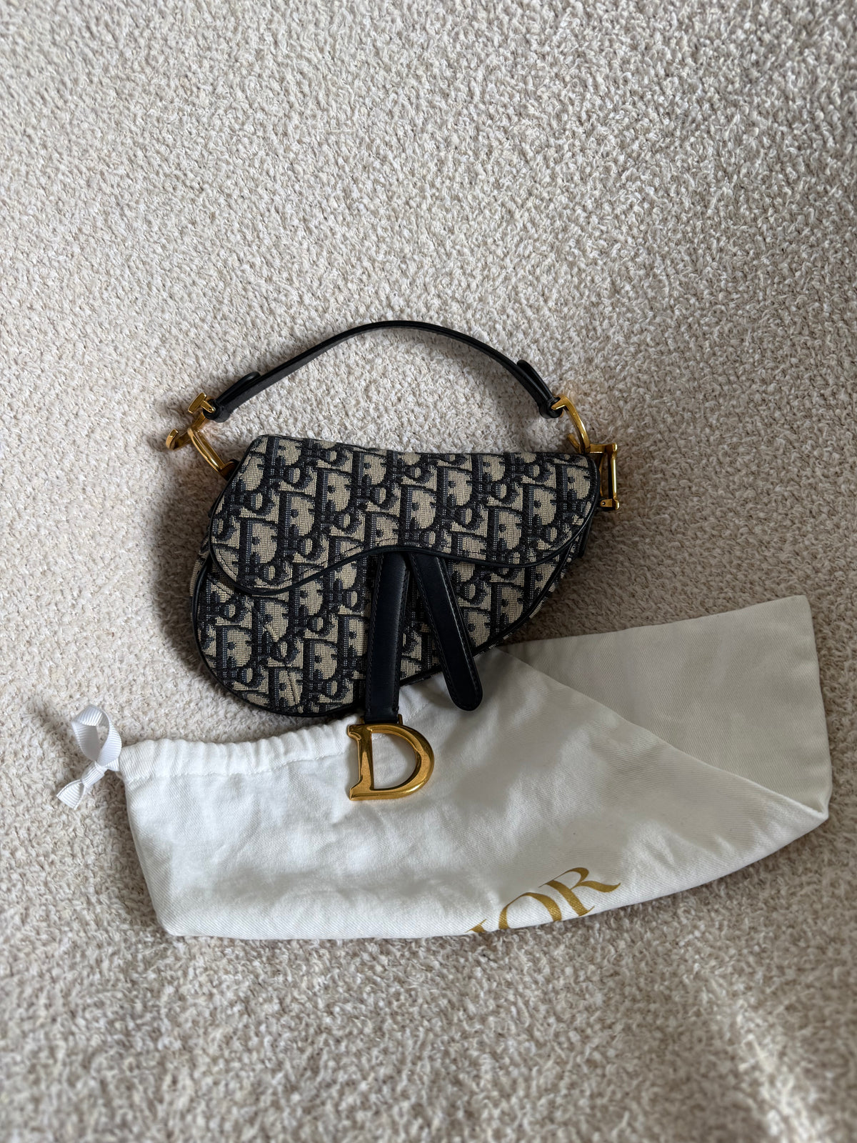 Dior Blue Oblique jacquard canvas Dior mini saddle bag