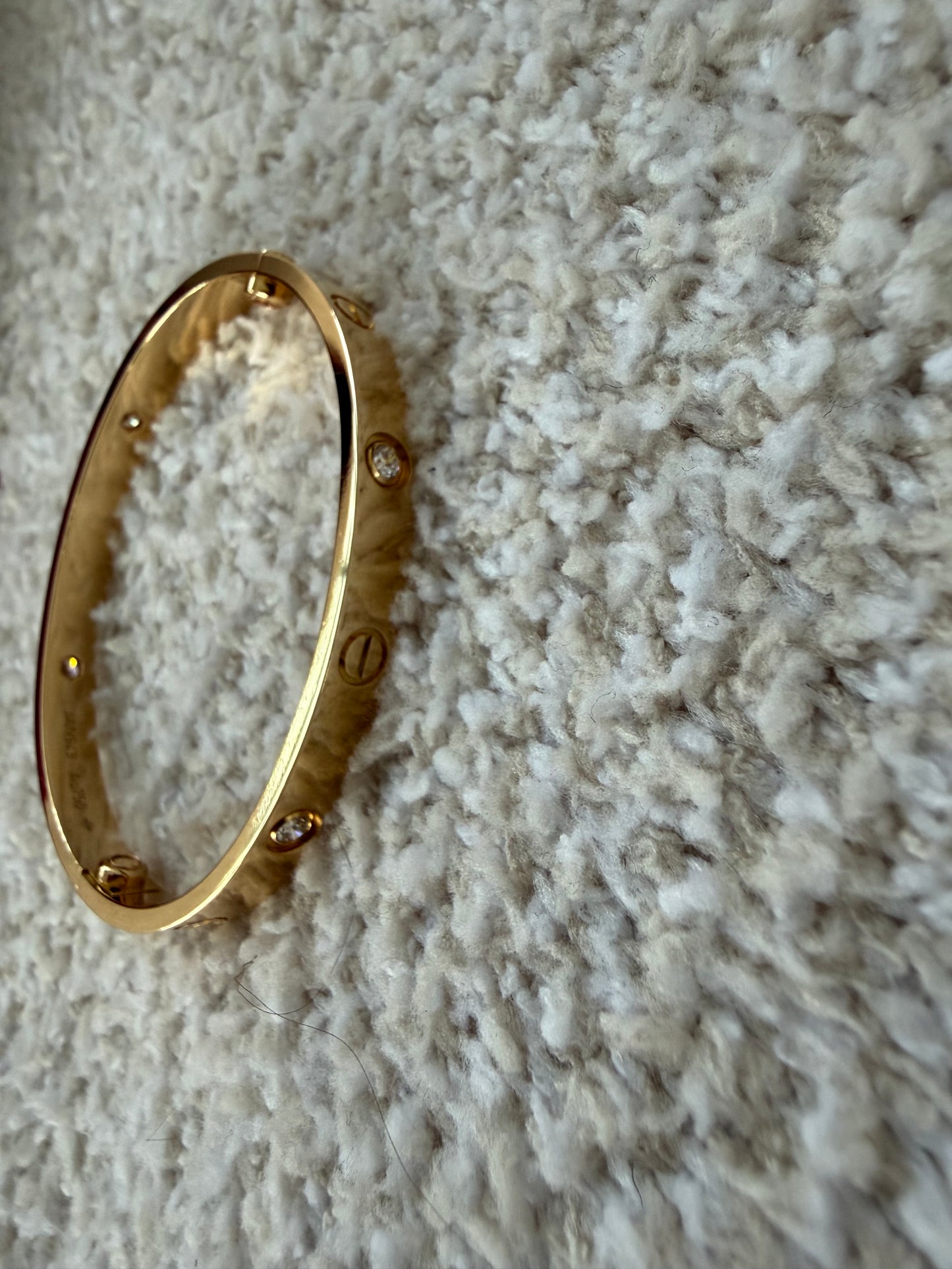 Cartier love bracelet yellow gold with 4 diamonds size 17