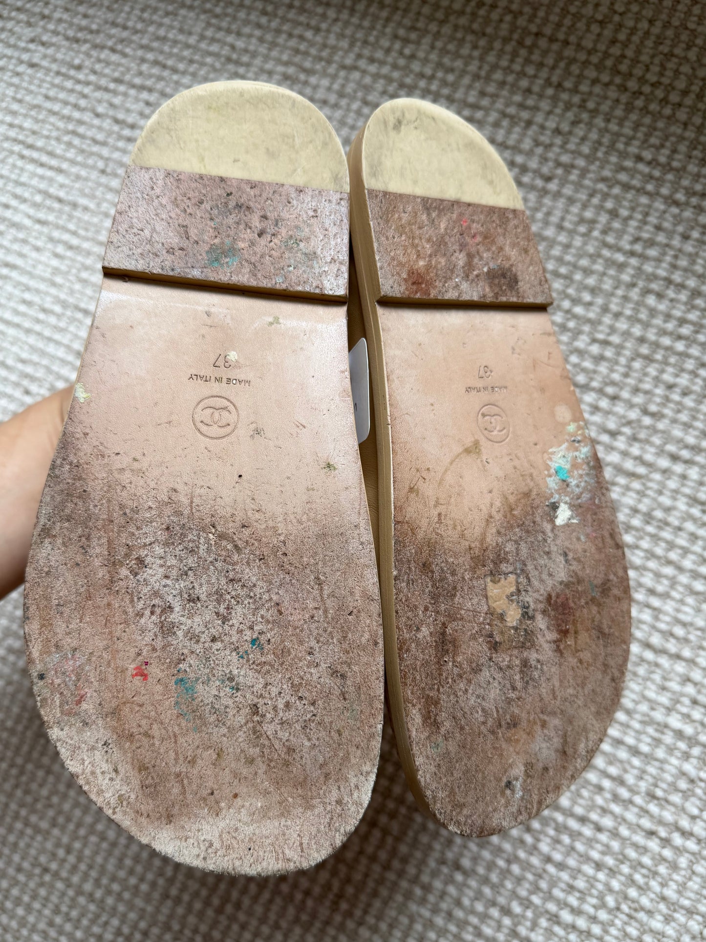 Chanel Quilted Velcro Dad Sandals, size 37