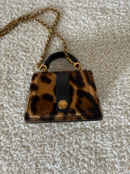 Dolce & Gabbana Brown Animal Print Pony Hair Micro Devotion Bag