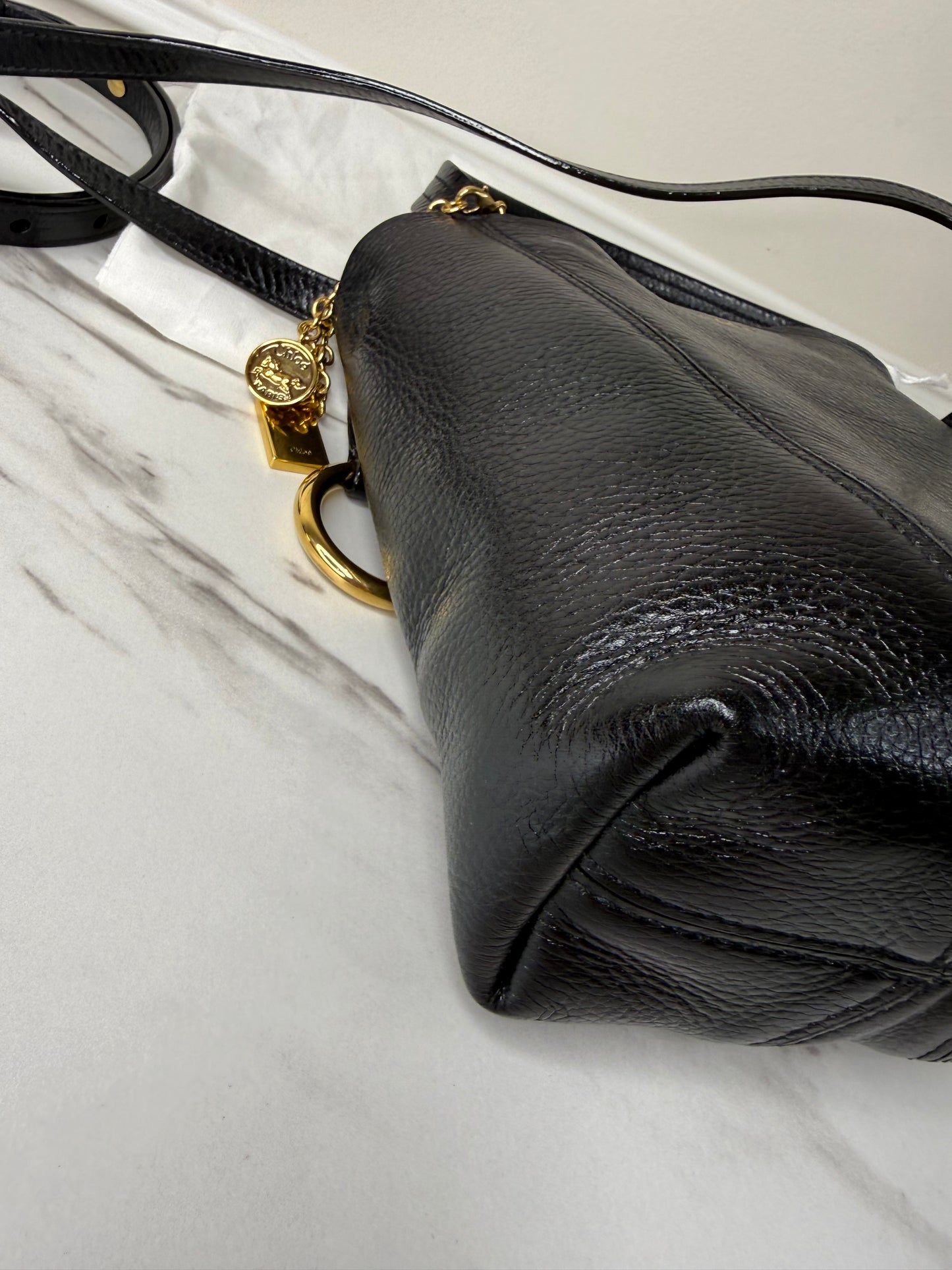 Chloé Small Spin Tote Bag black crafted from grained calf leather