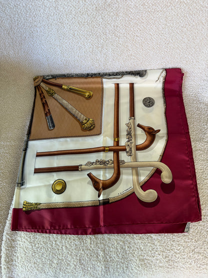 Hermès vintage "Cannes et Pommeaux" silk twill scarf