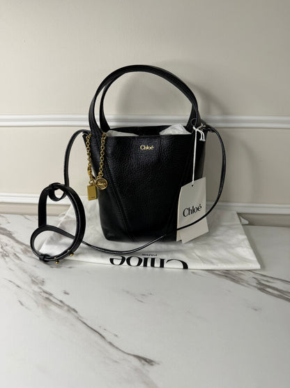 Chloé Small Spin Tote Bag black crafted from grained calf leather