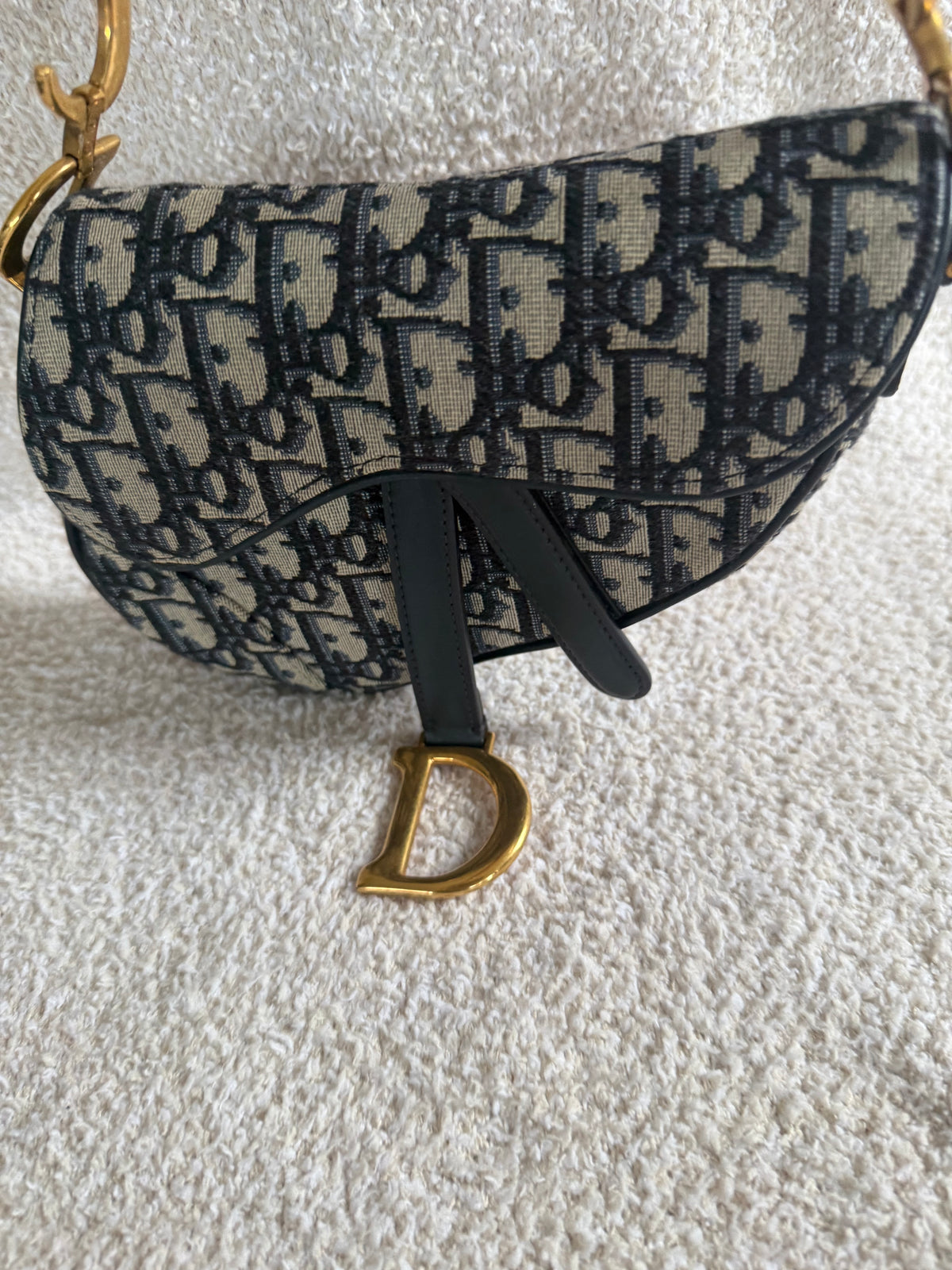 Dior Blue Oblique jacquard canvas Dior mini saddle bag
