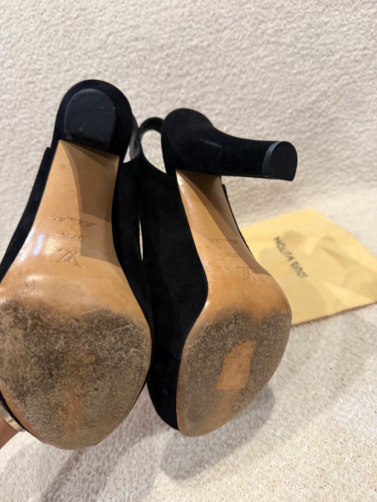 Louis Vuitton Black Suede Tonka Slingback Platform