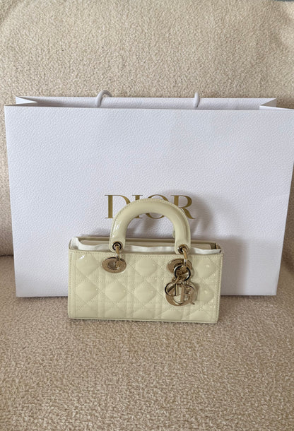 DIOR Small Lady D-Joy Bag in Latte Patent Cannage Calfskin