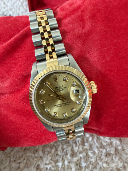 Rolex Datejust 26 vintage two tone 18k gold with diamond dial