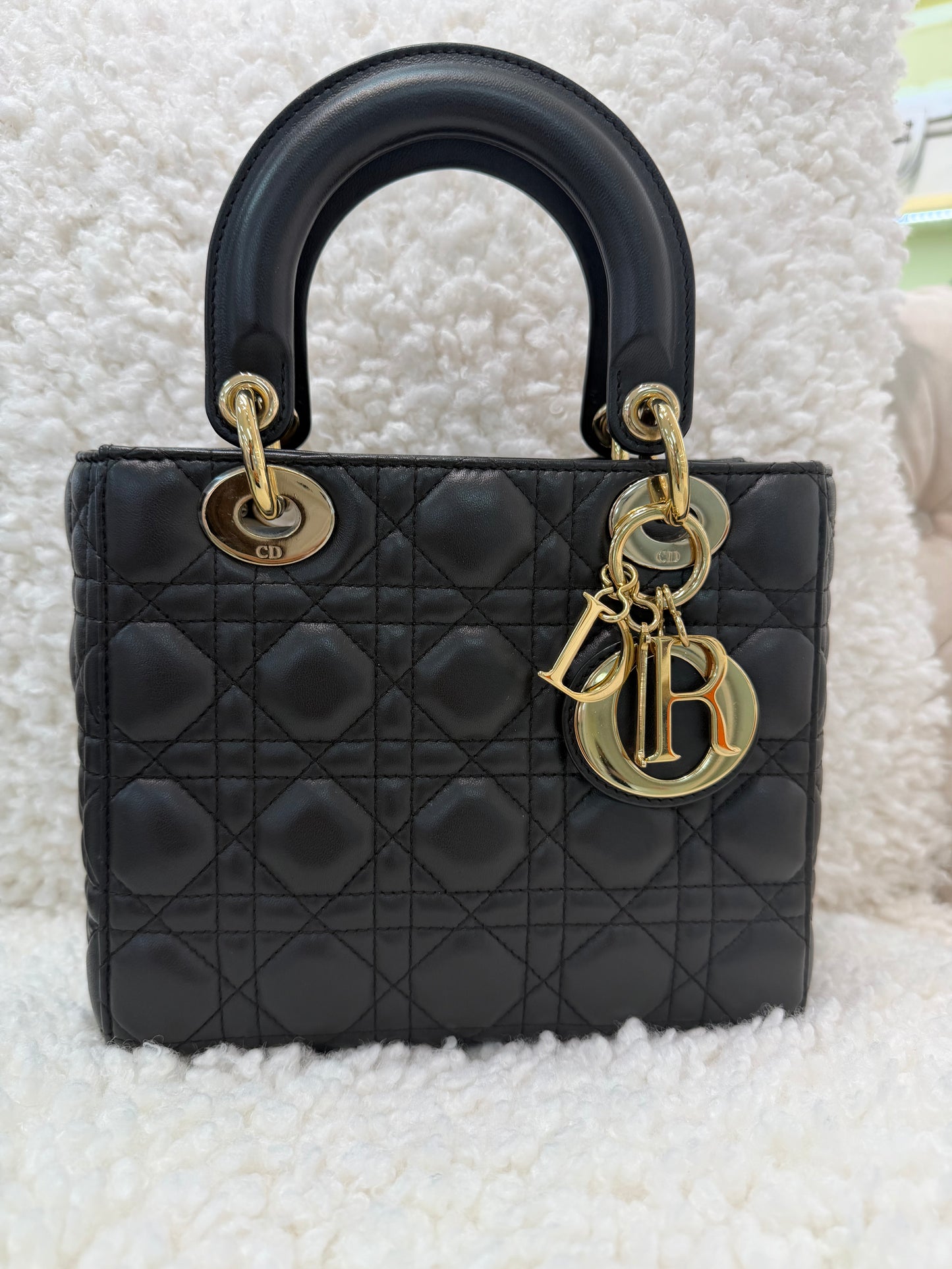 Lady Dior , Size Small, Grey/ Gold