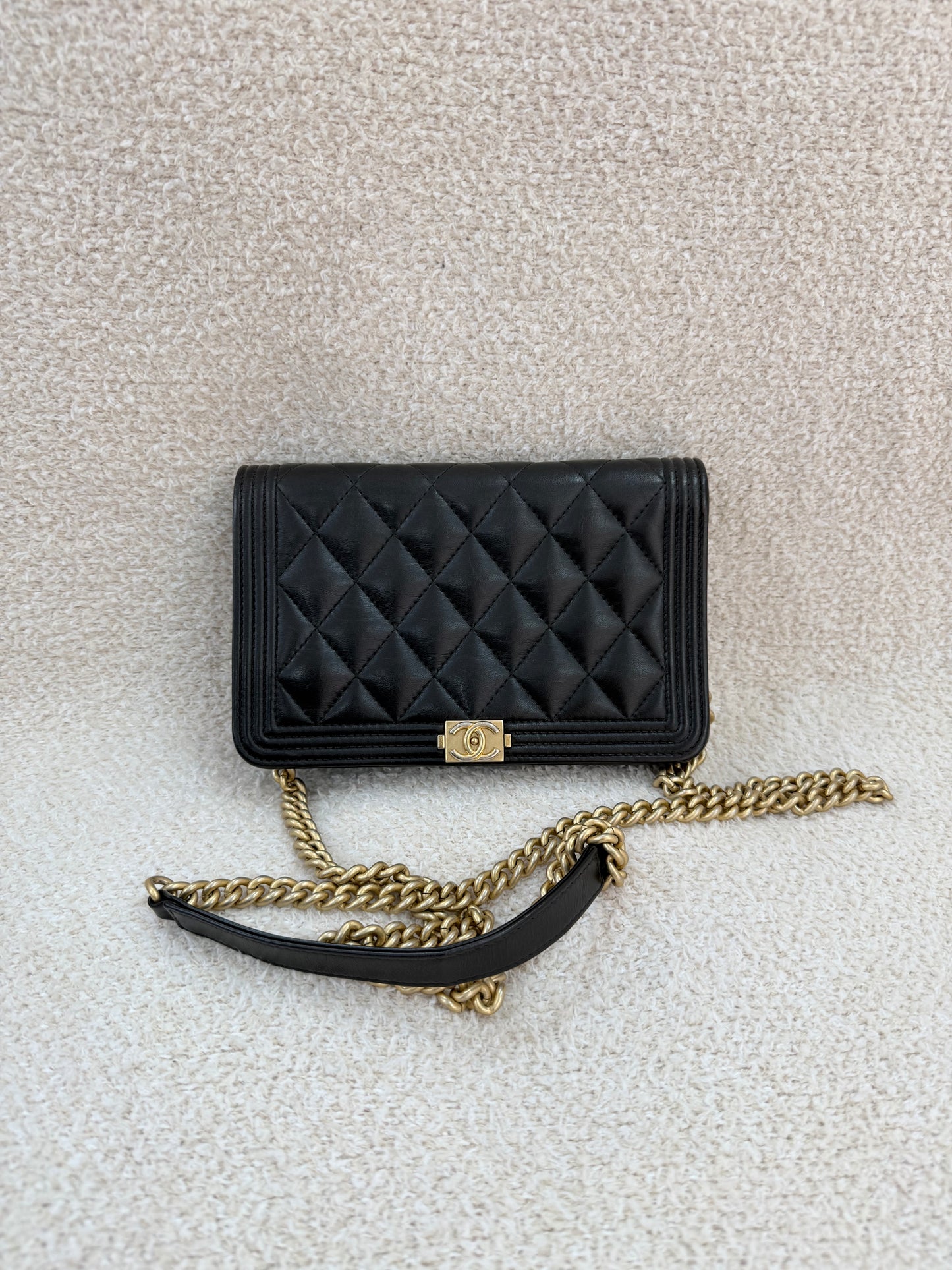 Chanel boy woc black lambskin with ghw