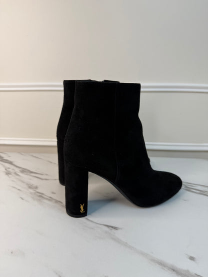 Saint Laurent Loulou Suede Ankle Boots in black size 39.5