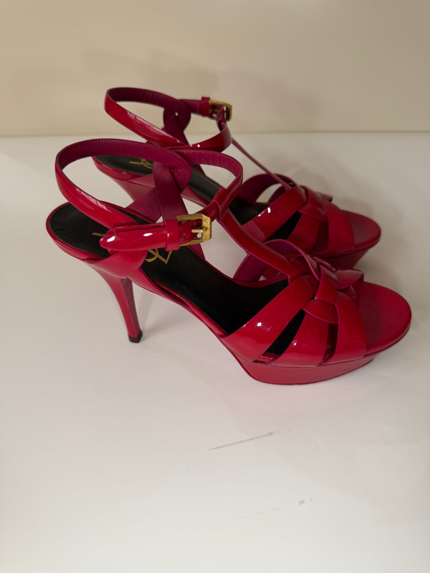 Saint Laurent Tribute Sandals in Hot Pink