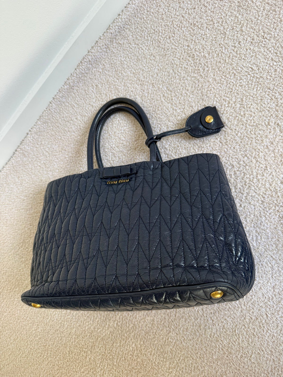 Miu Miu Matelassé Leather Tote Bag