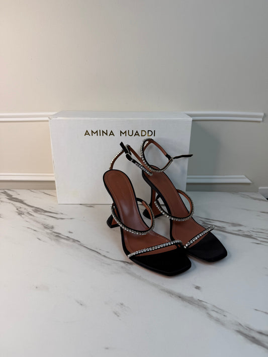 Amina Muaddi Gilda sandals in black size 39.5