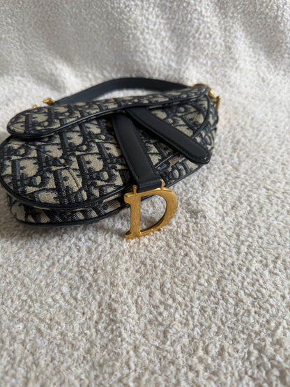 Dior Blue Oblique jacquard canvas Dior mini saddle bag
