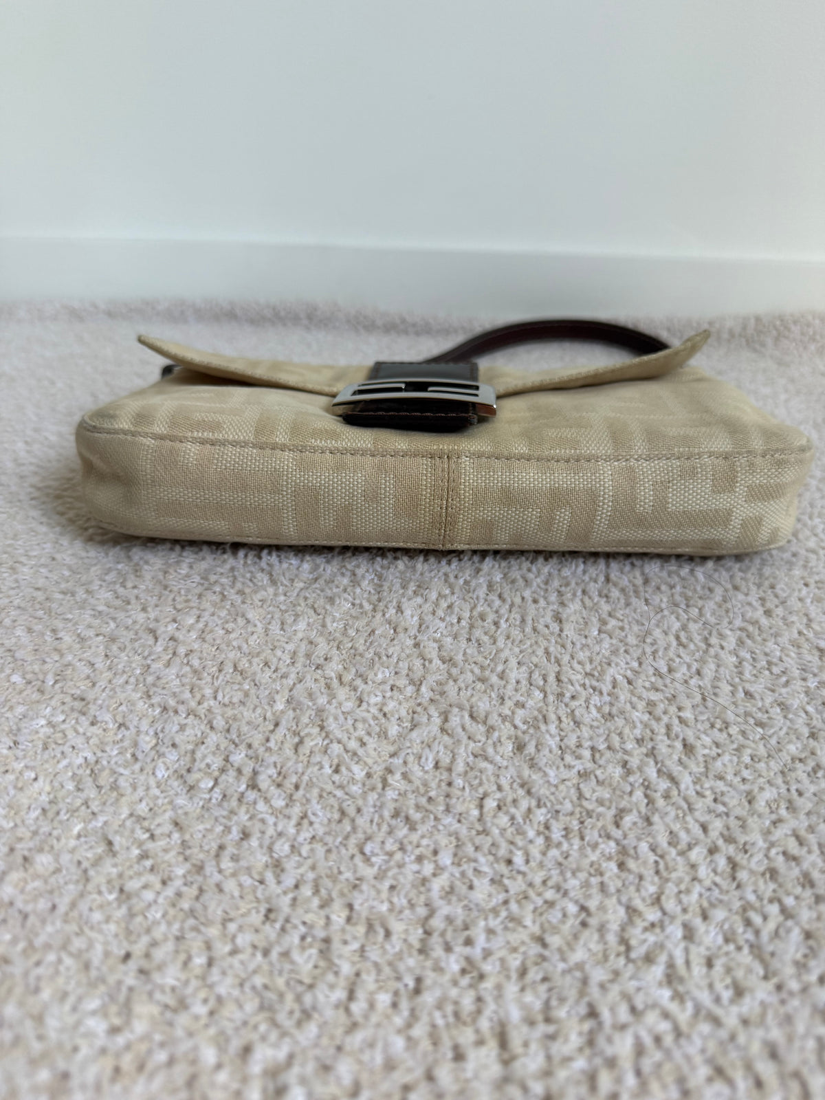 Fendi Baguette vintage beige Zucca canvas shoulder bag