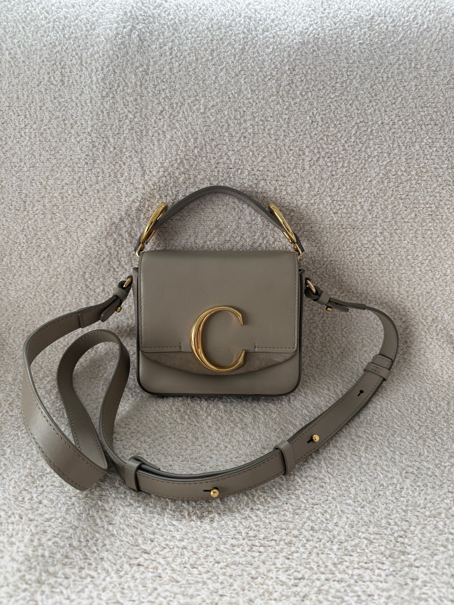 Chloe Mini C top handle bag with shoulder strap