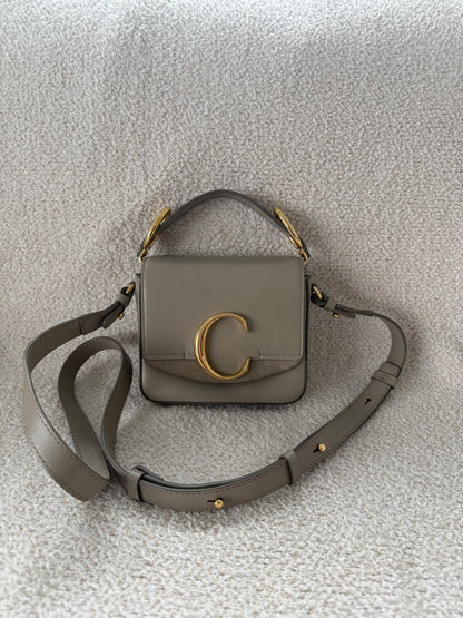Chloe Mini C top handle bag with shoulder strap
