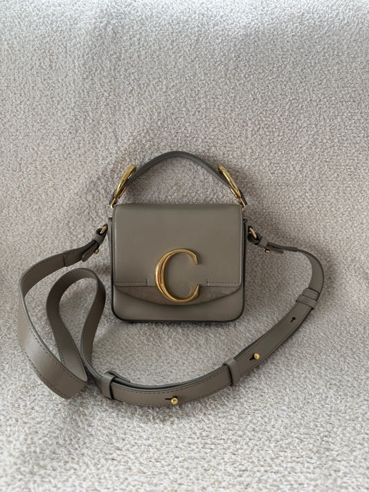 Chloe Mini C top handle bag with shoulder strap