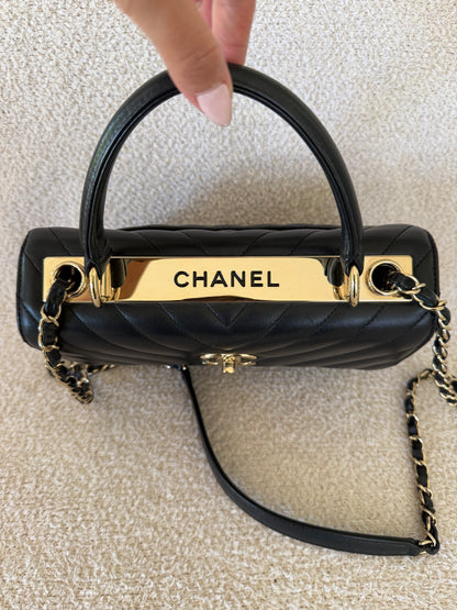Chanel trendy cc small black chevron lambskin with ghw