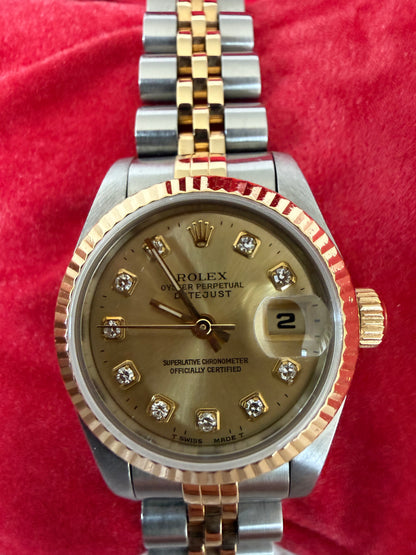 Rolex Datejust 26 vintage two tone 18k gold with diamond dial