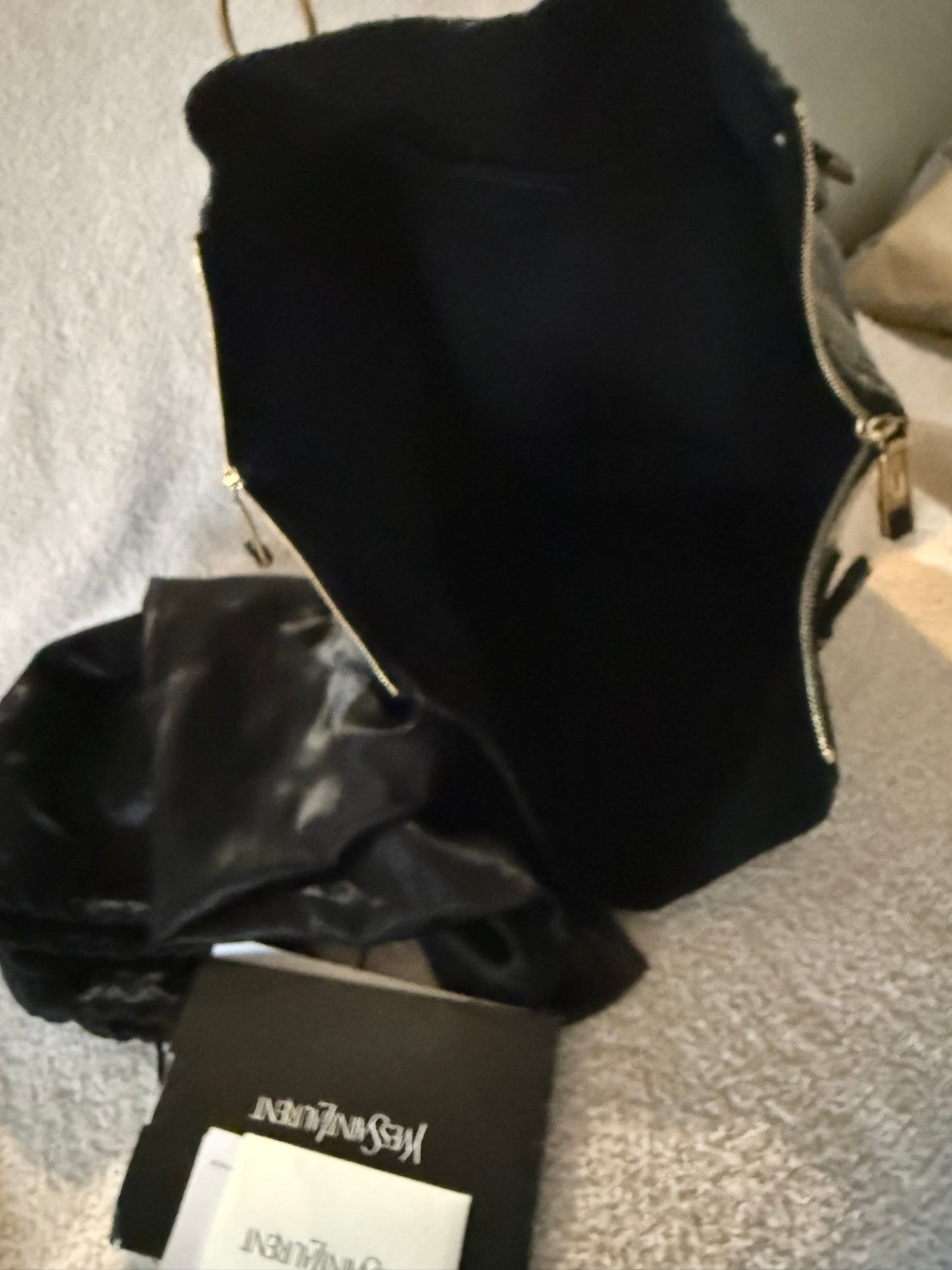 Saint Laurent Black textured Saint Rive Gauche tote bag