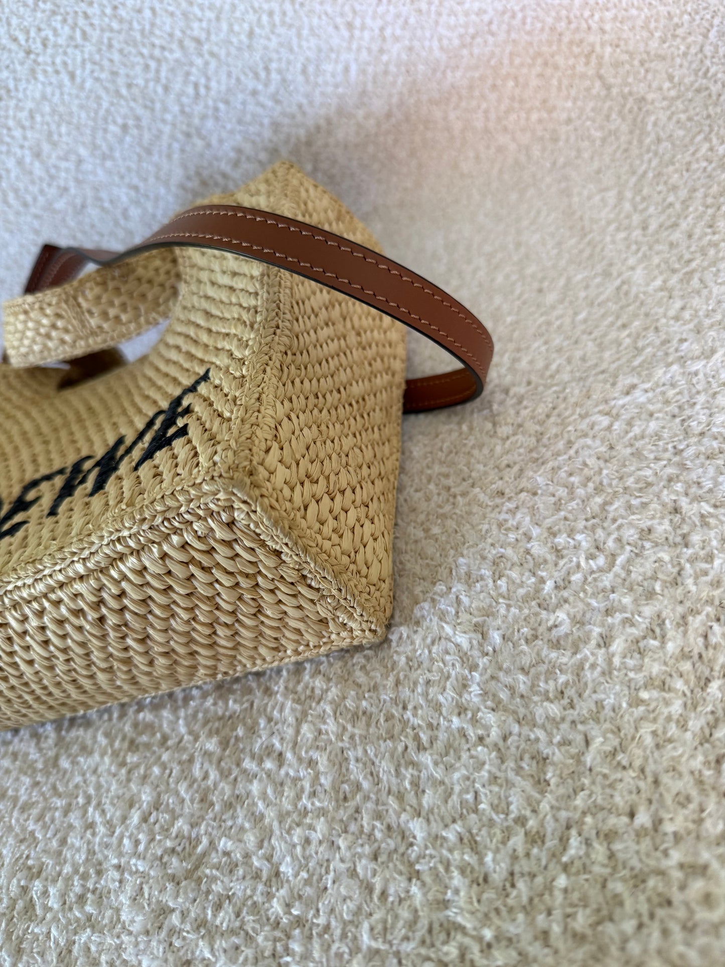 LOEWE mini Font tote in raffia