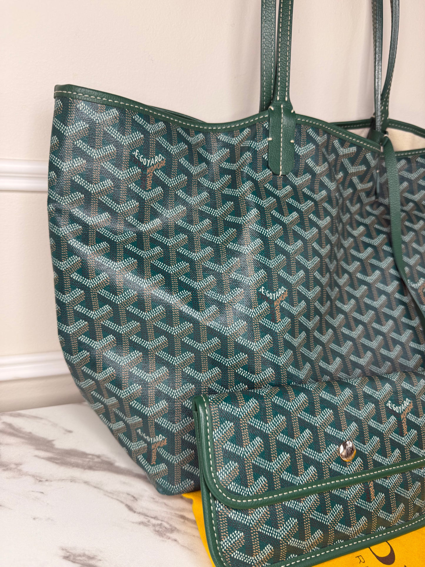 Goyard Saint Louis PM tote bag in green Goyardine coated canvas