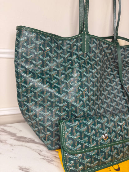 Goyard Saint Louis PM tote bag in green Goyardine coated canvas