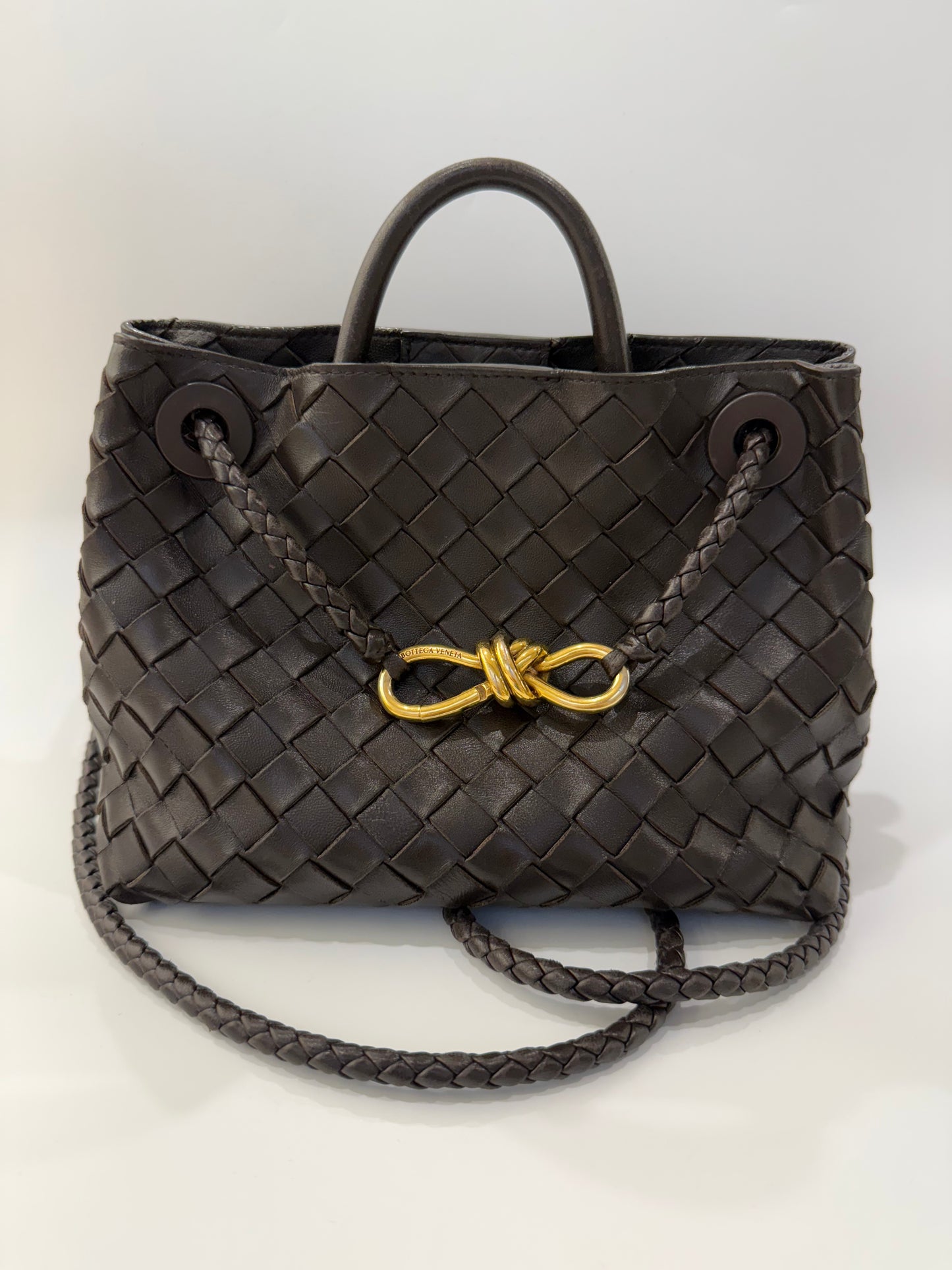 Bottega Veneta Andiamo Small Leather Top Handle Bag